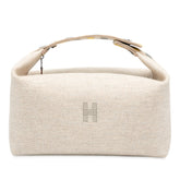 エルメス ブリッド ア ブラッグ オ カレ GM ハンドバッグ ポーチ セーグル ベージュ シルバー金具 キャンバス レディース HERMES 【中古】